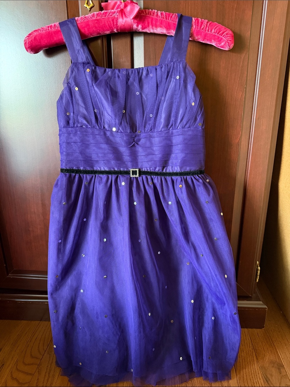 George Purple Formal Sleeveless Dress with Sparkle Belt